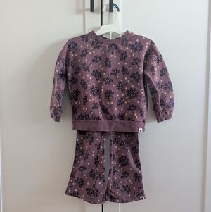 Toddler Girl 3T Purple Floral Matching Set